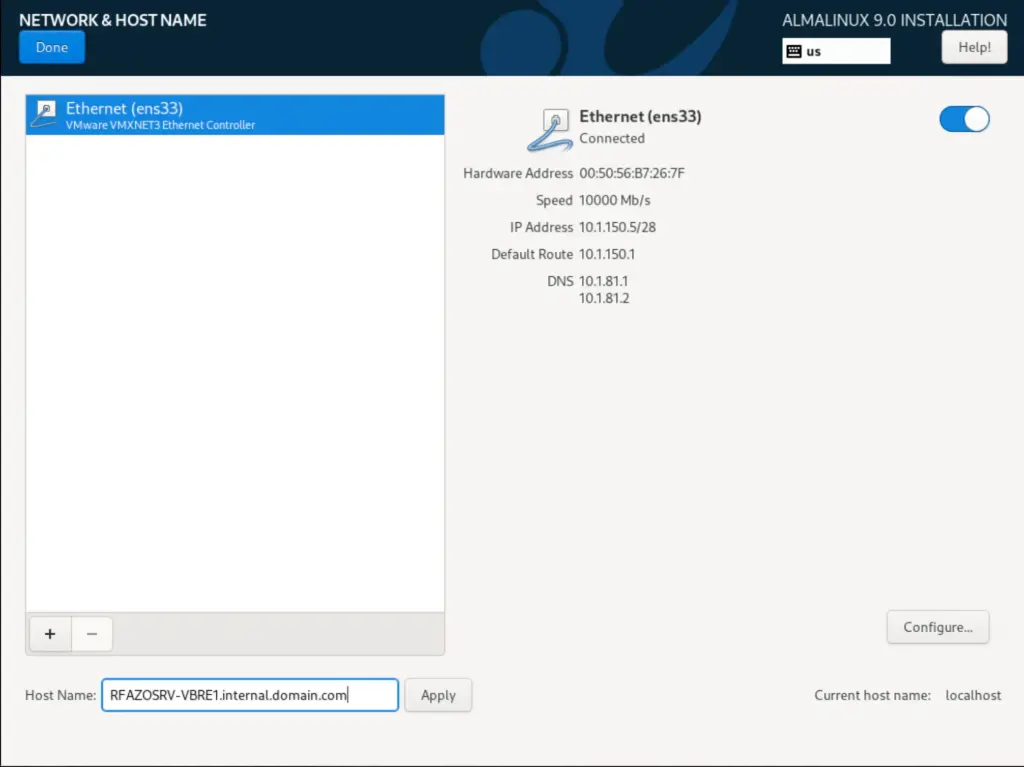 Alma Linux Network Configuration