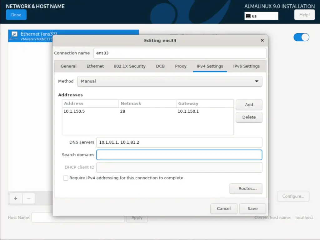 Alma Linux Network Configuration